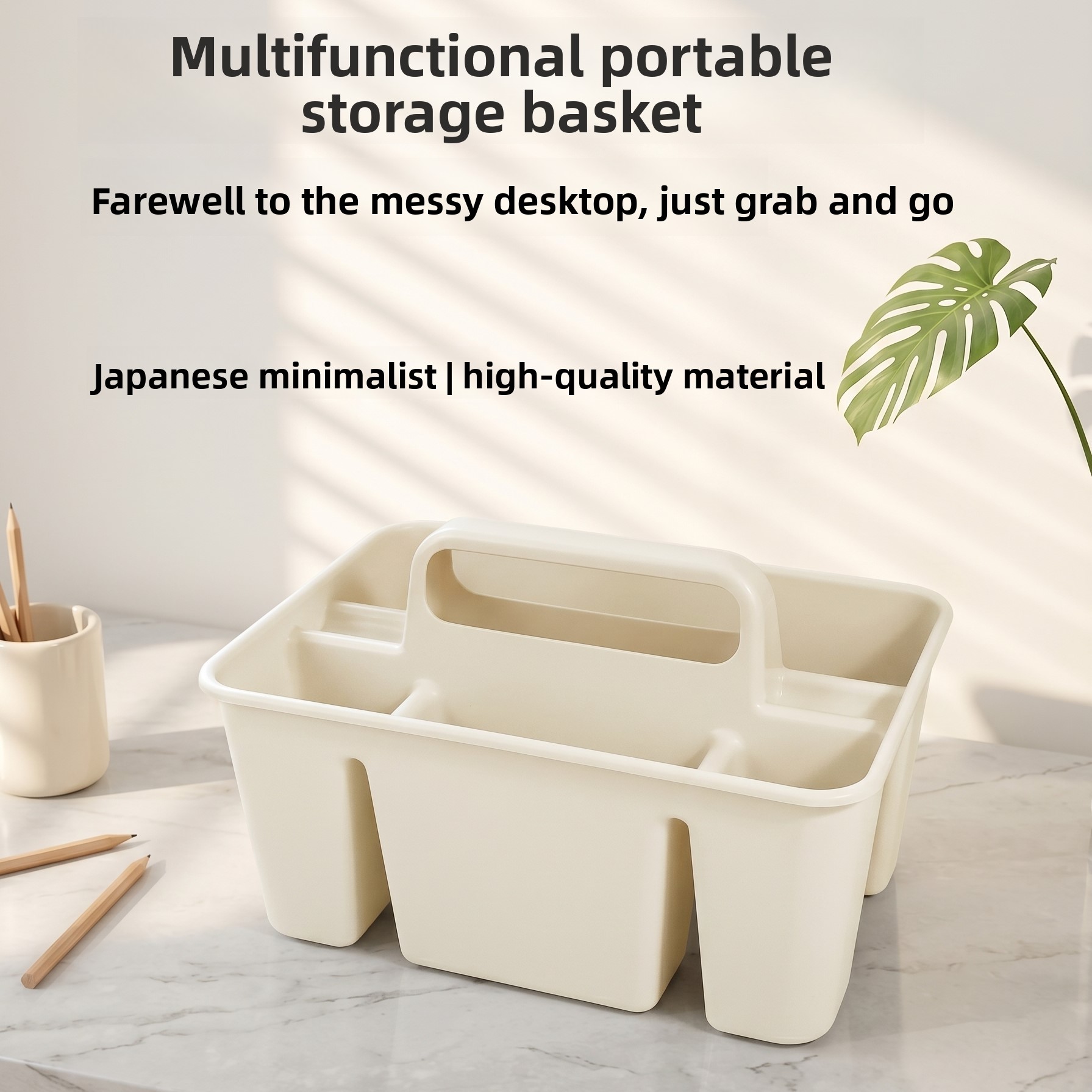 Kitchen Gadgets Needed - 持ち運び可能な仕切り付きプラスチック収納キャディー、ハンドル付き多機能オーガナイザーバスケット、キッチン、デスク、バスルームの清掃用品用