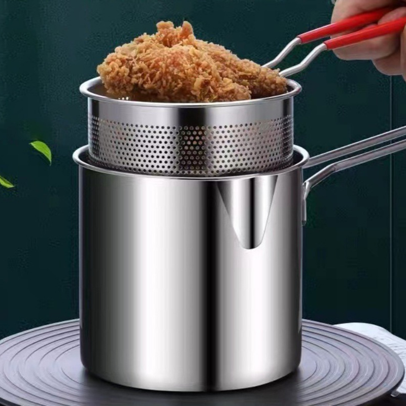 Kitchen Gadgets And Accessories - 304 ステンレス鋼ディープフライヤーフライバスケット付き多機能小さな鍋キッチンチキン魚調理ツール