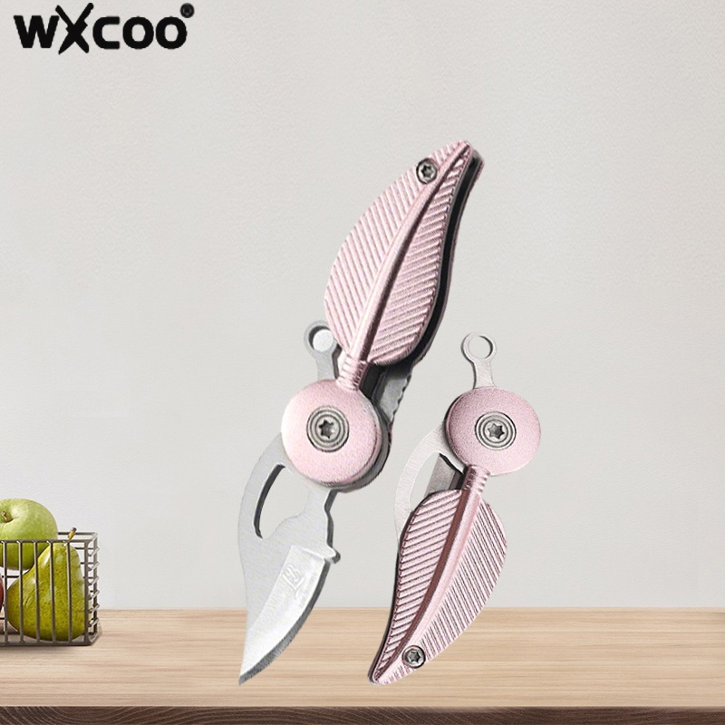 Kitchen Gadgets Needed - WXCOOミニナイフ、創造的な羽根型クラフトナイフ、多機能キッチンフルーツスライシング折りたたみポケットナイフ、キッチン用品