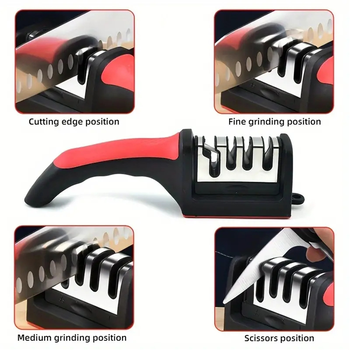 Kitchen Gadgets Needed - 3/4セグメントナイフシャープナー キッチン多機能ハンドヘルド高速研磨石 三段階カッティングナイフ キッチン用品