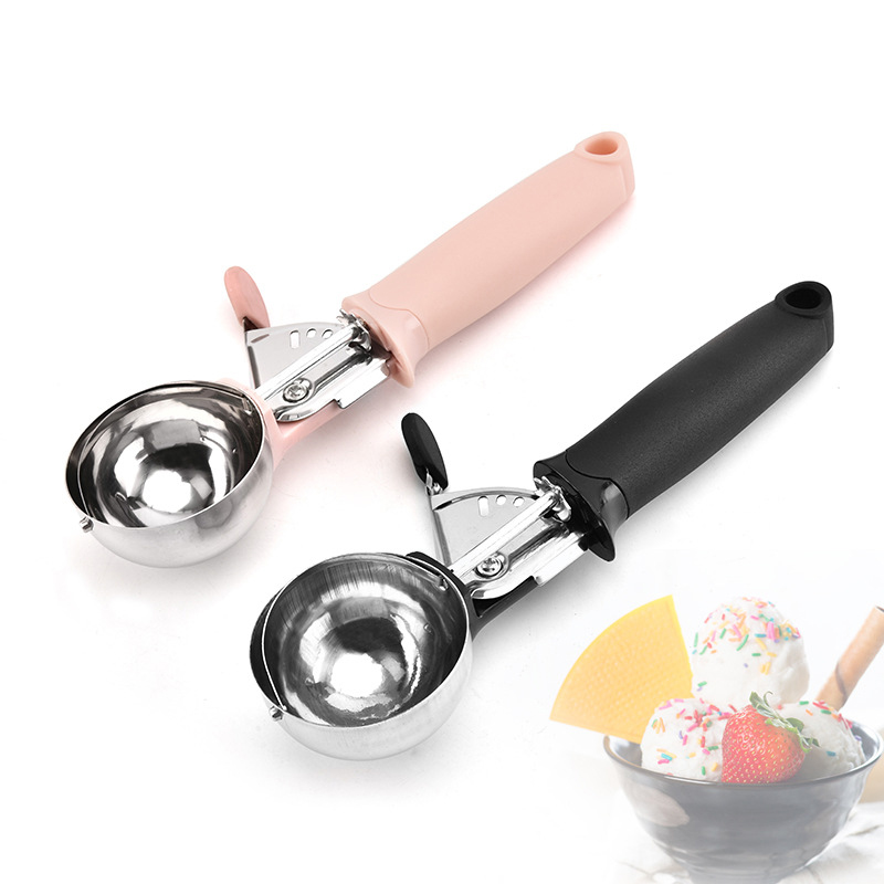 Kitchen Gadgets Needed - ステンレス鋼アイスクリームスクーパー多機能押せるフルーツスプーン両用アイスクリームボールスプーンキッチン用品