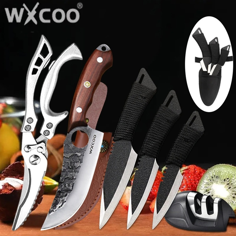 Kitchen Gadgets Needed - WXCOO キッチン用品 多機能手打ちステーキナイフ 骨抜き包丁 ステンレス製調理用ブレード ブッチャーナイフ