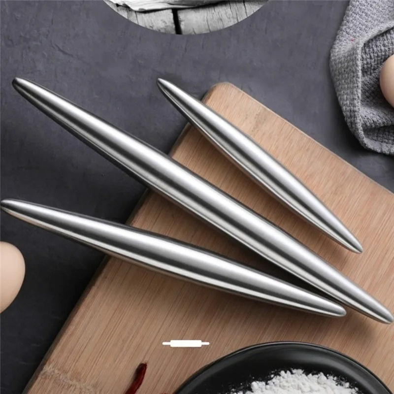 Kitchen Gadgets Dumpling Maker - 1Pc ステンレス鋼ローリングピンキッチン用品生地ローラーベイクピザ麺クッキー餃子作りノンスティックベーキングツール