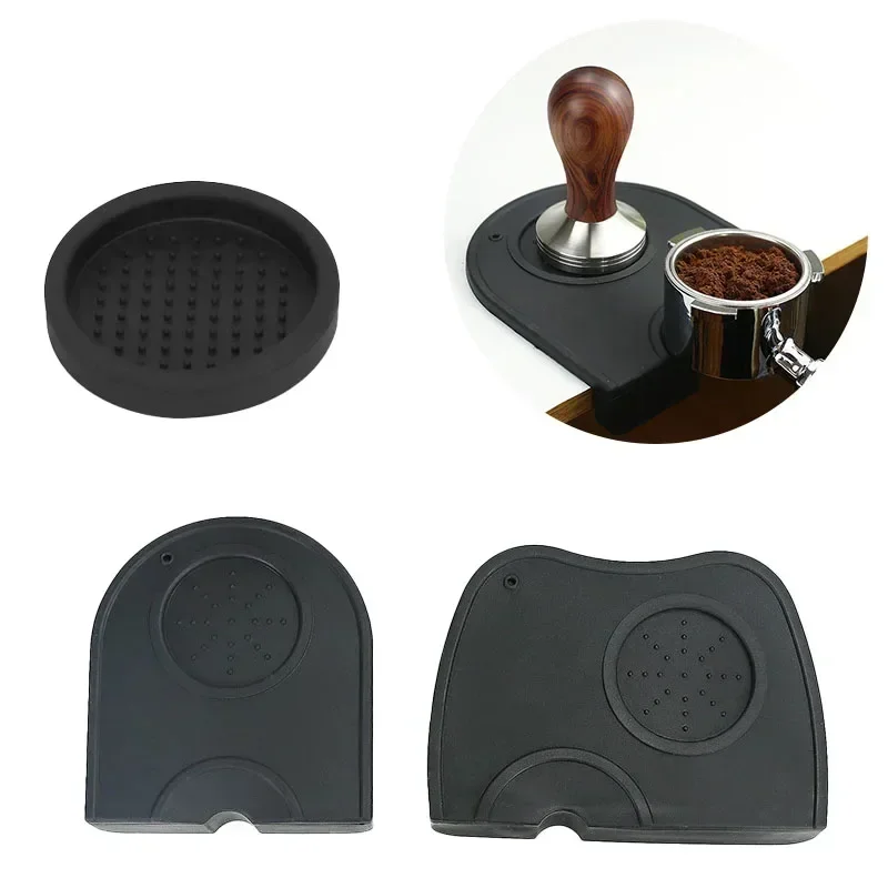 Kitchen Gadgets And Accessories - コーヒーパウダーパッドノンスリップシリコーンタンピングステーションエスプレッソマットホームカフェバリスタツールブラックアクセサリーキッチン用品