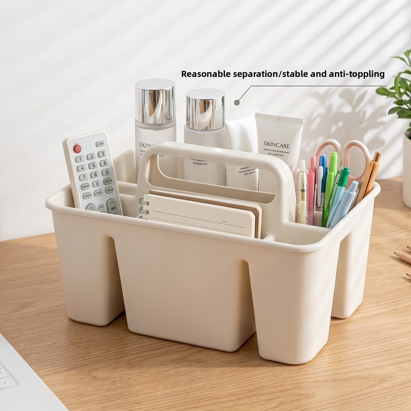 持ち運び可能な仕切り付きプラスチック収納キャディー、ハンドル - Kitchen Gadgets Needed のレビューと価格