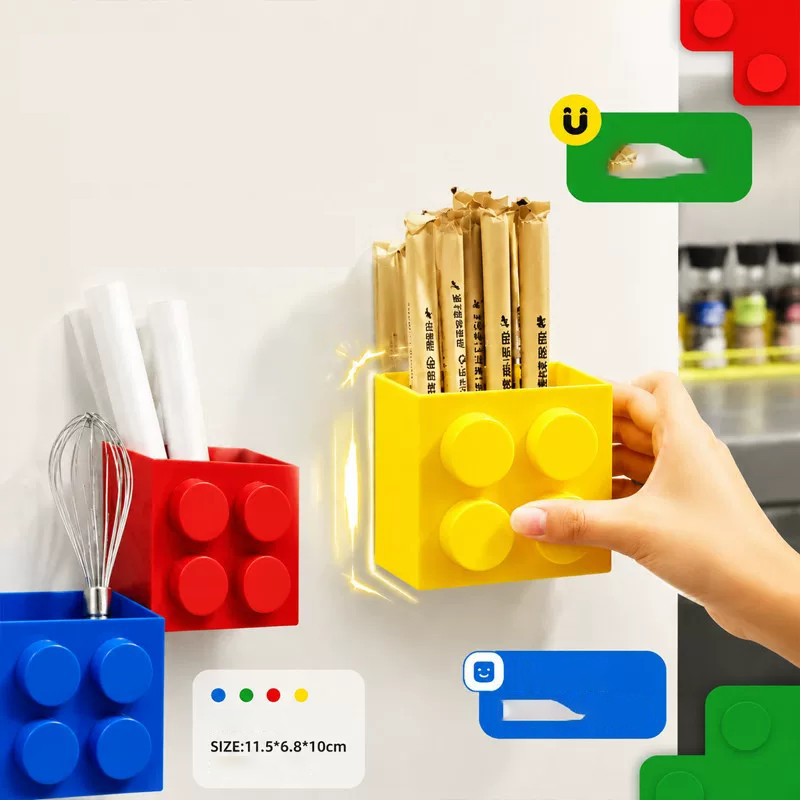 ビルディングブロック型マグネット収納ボックス 多色 冷蔵庫マ - Kitchen Utensil Holder のレビューと価格