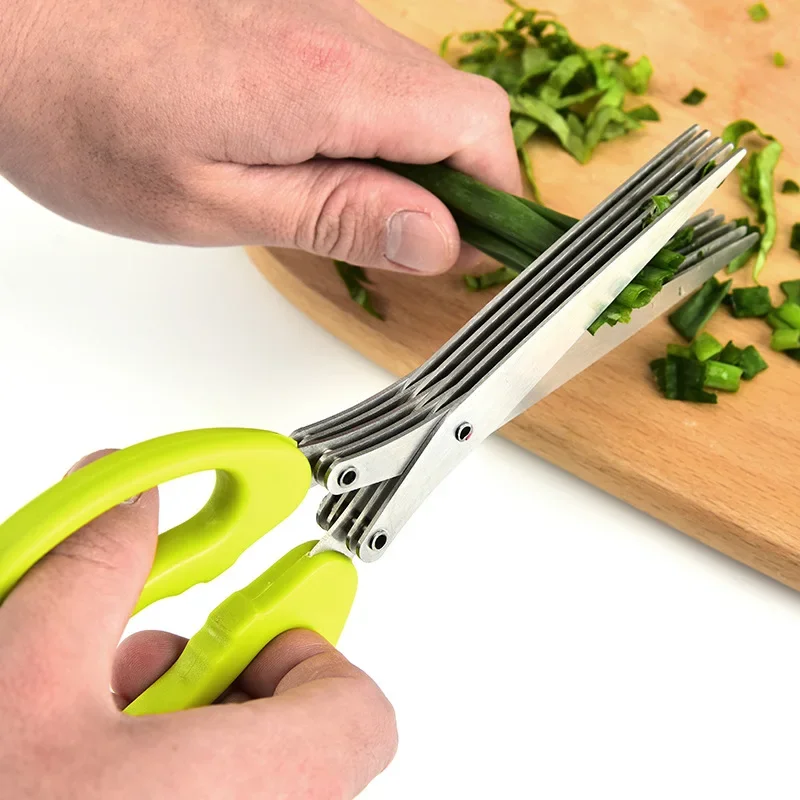 多層キッチンはさみステンレス鋼野菜カッターネギハーブ海苔スパ - Kitchen Gadgets You Need のレビューと価格