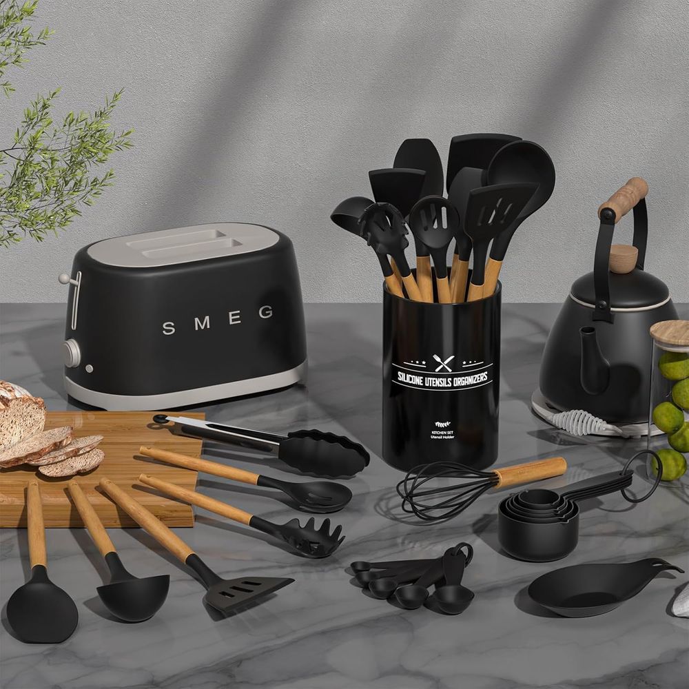 キッチン用品セット - 34個入りシリコン製調理器具セット、 - Kitchen Utensil Holder のレビューと価格