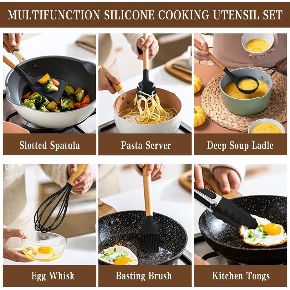キッチン用品セット - 34個入りシリコン製調理器具セット、 - Kitchen Utensil Holder のレビューと価格