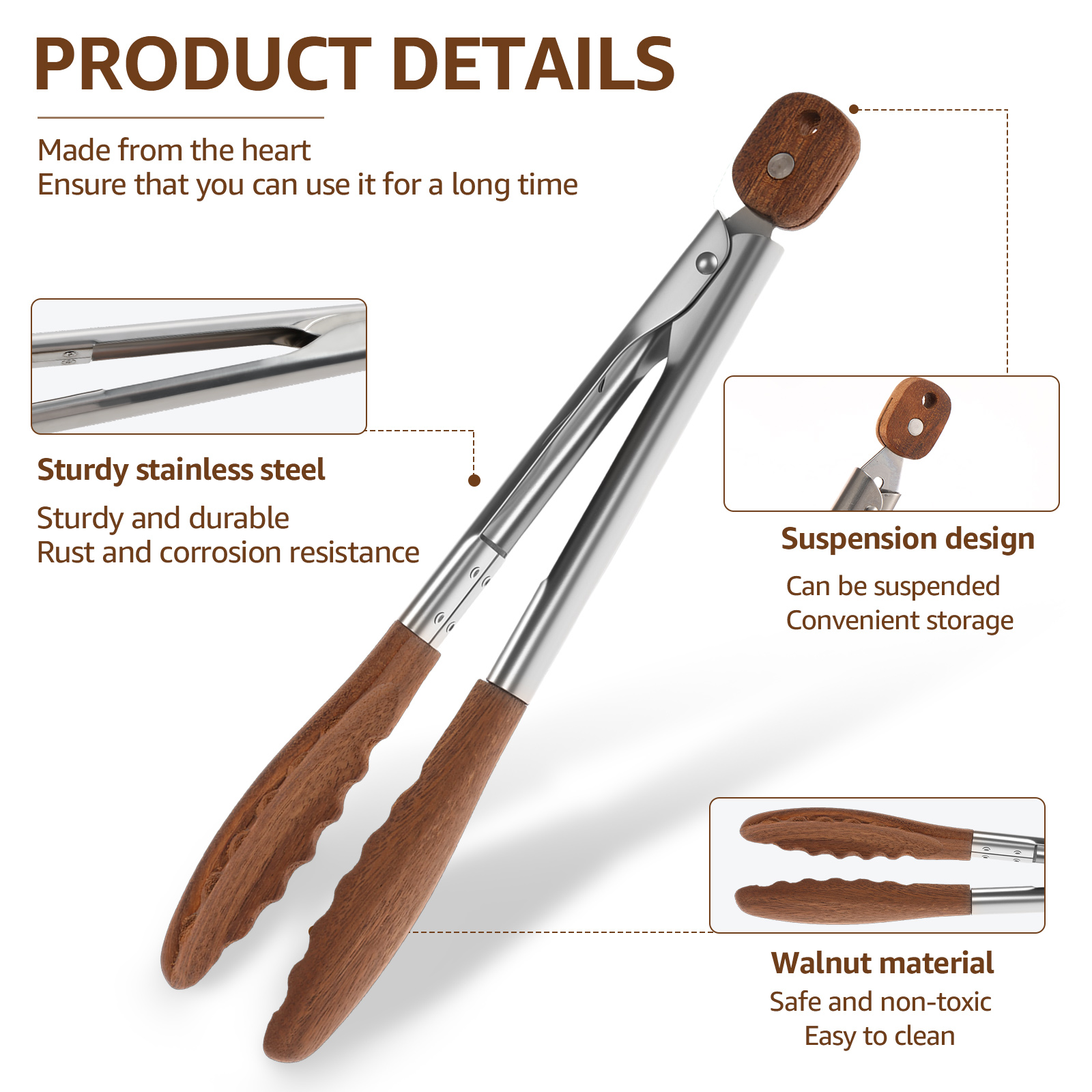 2/3 個フードトングクルミ材キッチン調理トング耐熱人間工学 - Kitchen Gadgets You Need のレビューと価格