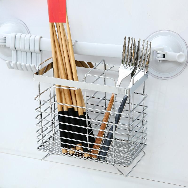 304ステンレス鋼製壁掛け箸立てキッチン収納ラックバスケット - Kitchen Utensil Holder のレビューと価格