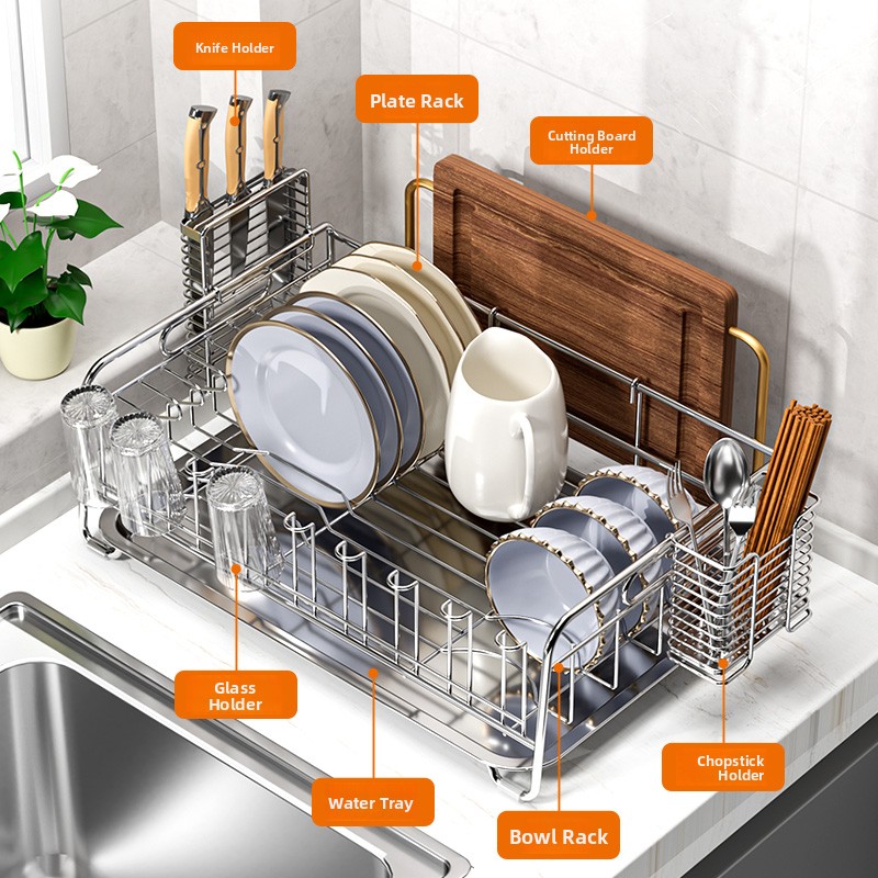 ステンレス鋼304製キッチン収納ラック、食器乾燥かご、ボウル - Kitchen Utensil Holder のレビューと価格