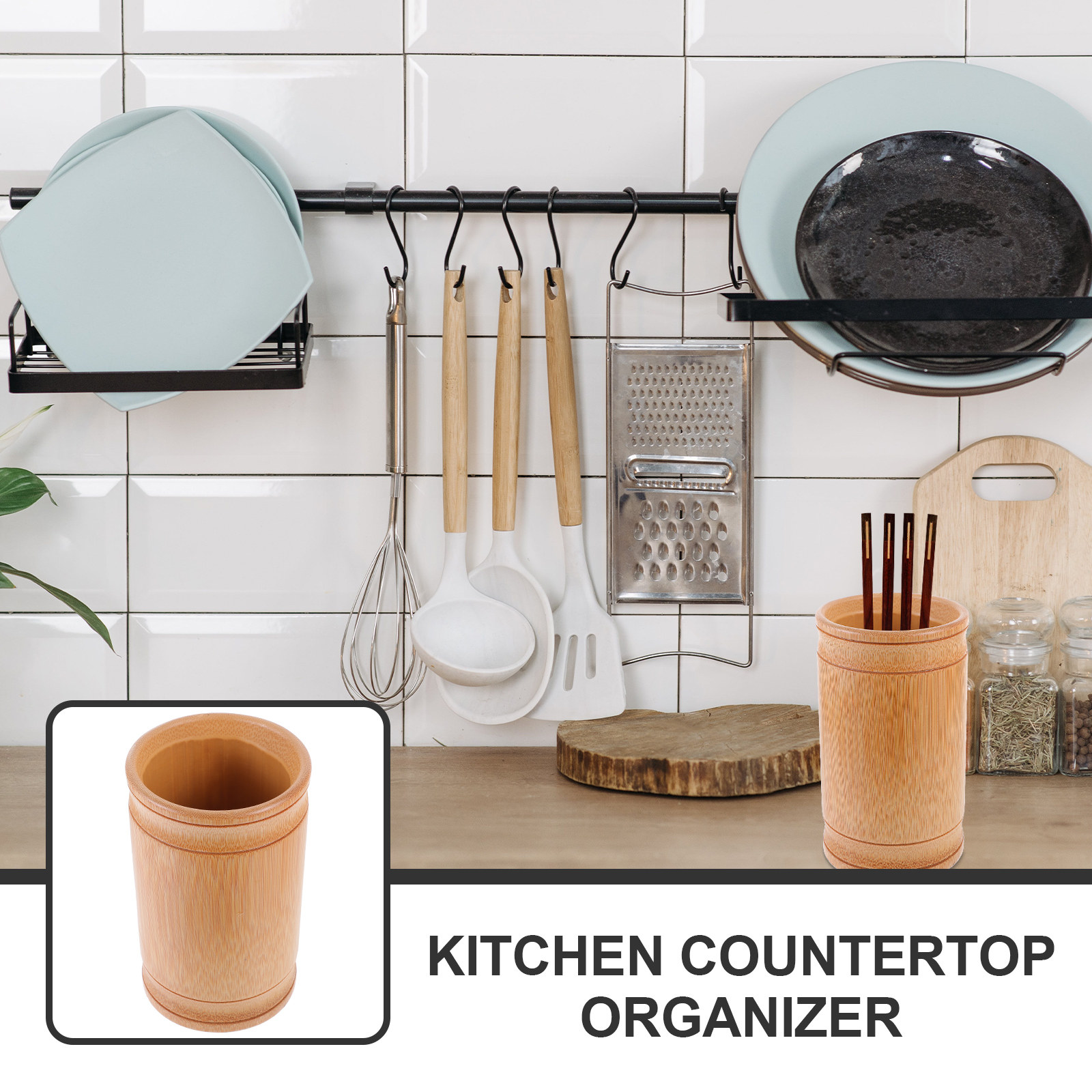 手作りの竹製ペンホルダー、箸収納ボックス、卓上キッチンオーガ - Kitchen Utensil Holder のレビューと価格