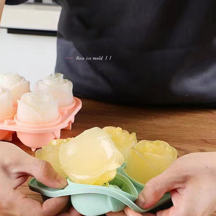 3D ローズアイスモールド 4 穴アイスキューブトレイ型花の - Kitchen Gadgets And Accessories のレビューと価格